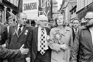 Labour leader Michael Foot electioneering in Yorkshire. 3rd June 1983 Labour leader Michael Foot electioneering in Yorkshire. 3rd June 1983