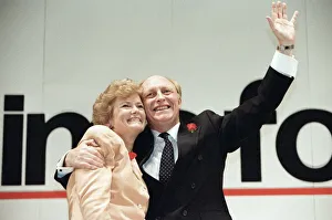 Labour leader Neil Kinnock and his wife Glenys at the Labour press conference at Millbank Labour leader Neil Kinnock and his wife Glenys at the Labour press conference at Millbank