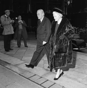 Lady Churchill and Randolph Churchill arriving at the Kennedy Memorial service at St Lady Churchill and Randolph Churchill arriving at the Kennedy Memorial service at St