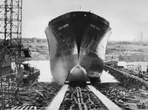 The launch of the Cunard container ship Atlantic Conveyor, at Wallsend on Tyne The launch of the Cunard container ship Atlantic Conveyor, at Wallsend on Tyne