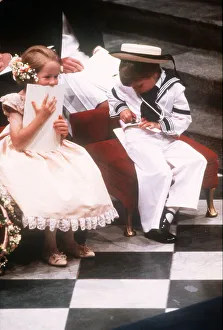 Laura Fellowes and Prince William waiting in Westminster Abbey for the wedding of Prince Laura Fellowes and Prince William waiting in Westminster Abbey for the wedding of Prince