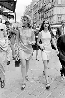 Lauren Bacall with her daughter in Paris walking on the streets July 1968 Lauren Bacall with her daughter in Paris walking on the streets July 1968