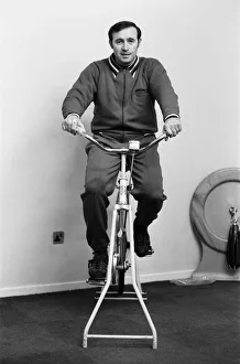 Leicester City manager Jimmy Bloomfield working hard on the exercise bike Leicester City manager Jimmy Bloomfield working hard on the exercise bike