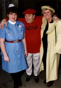 Les Dawson comedian leaving hospital with his wife Tracey Les Dawson comedian leaving hospital with his wife Tracey
