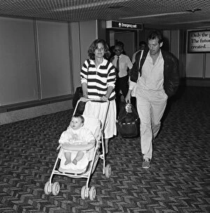 Images Dated 24th June 1987: Leslie Grantham at LAP with his wife Jane and their baby. 24th June 1987