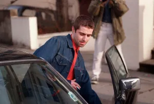 Liam Gallagher of Oasis pop group leaves his London Home Liam Gallagher of Oasis pop group leaves his London Home