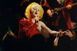 Lib - Singer Cyndi Lauper performing in concert at Newcastle City Hall 19 February 1995 Lib - Singer Cyndi Lauper performing in concert at Newcastle City Hall 19 February 1995