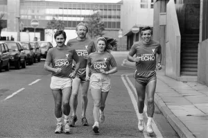 The Liverpool Echo running team, gets in some roadwork, 19th September 1990 The Liverpool Echo running team, gets in some roadwork, 19th September 1990