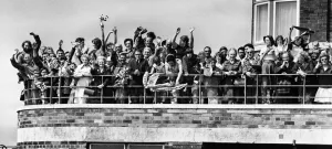 Liverpool fans gathered on the balcony at Speke Airport as their idols board their plane Liverpool fans gathered on the balcony at Speke Airport as their idols board their plane