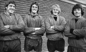 Liverpool FC England international players left to right: Emlyn Hughes, Ray Clemence Liverpool FC England international players left to right: Emlyn Hughes, Ray Clemence