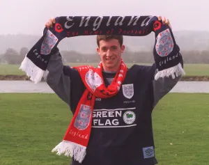 Liverpool footballer Robbie Fowler pictured after being awarded his first England cap for Liverpool footballer Robbie Fowler pictured after being awarded his first England cap for