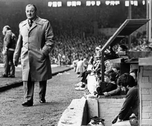 Liverpool manager Bob Paisley at Anfield during the League Division One match against Liverpool manager Bob Paisley at Anfield during the League Division One match against