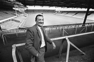 Liverpool manager Bob Paisley pictured on the terraces at Anfield shortly after taking Liverpool manager Bob Paisley pictured on the terraces at Anfield shortly after taking
