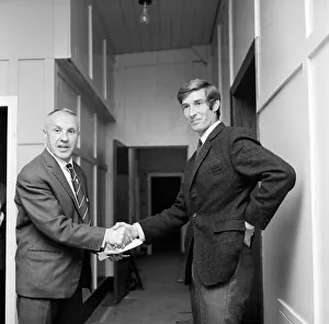 Liverpool manager Bill Shankly bids farewell to Geoff Strong at Anfield as he signs for Liverpool manager Bill Shankly bids farewell to Geoff Strong at Anfield as he signs for