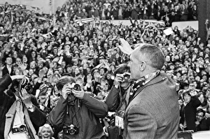 Liverpool manager Bill Shankly celebrates as his side become League champions following Liverpool manager Bill Shankly celebrates as his side become League champions following