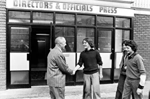 Liverpool manager Bill Shankly greets young fans outside the directors office at Anfield Liverpool manager Bill Shankly greets young fans outside the directors office at Anfield