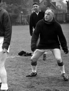 Liverpool manager Bill Shankly plays five a side football with some of his players during Liverpool manager Bill Shankly plays five a side football with some of his players during