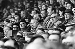 Images Dated 19th April 1971: Liverpool manager Bill Shankly watching a game in the stands, April 1971