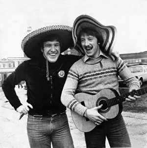 Liverpool players Emlyn Hughes and Jimmy Case both wearing sombrero hats as they arrive Liverpool players Emlyn Hughes and Jimmy Case both wearing sombrero hats as they arrive