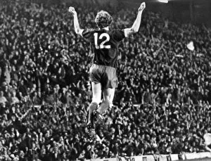 Images Dated 16th March 1977: Liverpools David Fairclough celebrates scoring in the 84th minute in the European