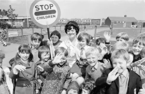 Lollipop lady to be guest of honour at school fete, Middlesborough, 1972 Lollipop lady to be guest of honour at school fete, Middlesborough, 1972