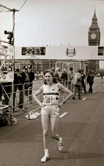 London Marathon 1982 Joyce Smith finishing the Marathon - The first woman home London Marathon 1982 Joyce Smith finishing the Marathon - The first woman home