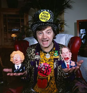 Lord Sutch May 1989 holding Margaret Thatcher and Ronald Reagan dog chews Lord Sutch May 1989 holding Margaret Thatcher and Ronald Reagan dog chews