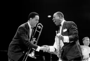 Louis Armstrong Jazz Musician - May 1956 during his first concert in Great Britain Louis Armstrong Jazz Musician - May 1956 during his first concert in Great Britain