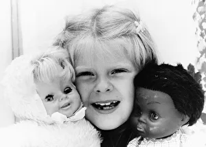 Louise Brown Test Tube Girl holding dolls July 1984 Louise Brown Test Tube Girl holding dolls July 1984
