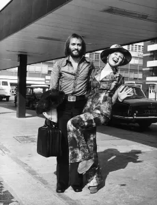 Lulu singer with her husband Maurice Gibb of the pop group the Bee Gees arrive at London Lulu singer with her husband Maurice Gibb of the pop group the Bee Gees arrive at London