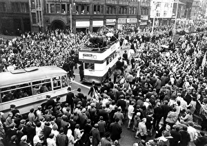 Machester United FC May 1968 European Champions in an open topped bus Machester United FC May 1968 European Champions in an open topped bus