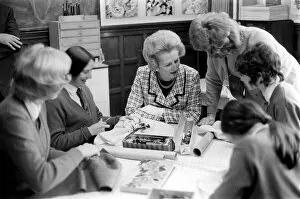 Images Dated 8th October 1970: Maggie Thatcher sits in a sewing class at the Westholme School in Blackburn. October 1970