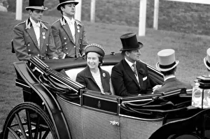 Her majesty Queen Elizabeth II and Prince Philip, Duke of Edinburgh in their carriage at Her majesty Queen Elizabeth II and Prince Philip, Duke of Edinburgh in their carriage at