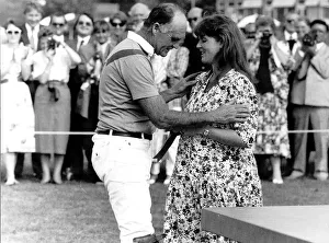 Major Ronald Ferguson with his pregnant daughter Sarah at windsor Polo club Major Ronald Ferguson with his pregnant daughter Sarah at windsor Polo club