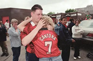 Manchester United fans mourn the departure of Eric Cantona. 13th August 1998 Manchester United fans mourn the departure of Eric Cantona. 13th August 1998