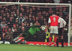 Manchester United keeper Peter Schmeichel makes a brilliant save from Arsenal' Manchester United keeper Peter Schmeichel makes a brilliant save from Arsenal'