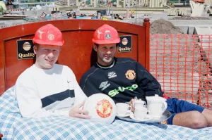 Manchester United players at the building site of their new hotel Manchester United players at the building site of their new hotel