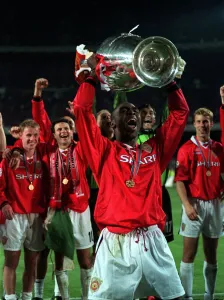 Manchester United's Andy Cole May 1999 celebrates his teams victory over Bayern Manchester United's Andy Cole May 1999 celebrates his teams victory over Bayern