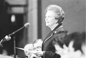Margaret Thatcher addresses a conference of the Young Conservatives in Torquay 1990 Margaret Thatcher addresses a conference of the Young Conservatives in Torquay 1990