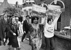 MARGARET THATCHER CAMPAIGNING IN HER FINCHLEY CONSTITUENCY DURING THE 1983 GENERAL MARGARET THATCHER CAMPAIGNING IN HER FINCHLEY CONSTITUENCY DURING THE 1983 GENERAL