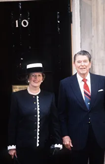 Margaret Thatcher Conservative British Prime Minister with Ronald Regan outside No 10 Margaret Thatcher Conservative British Prime Minister with Ronald Regan outside No 10