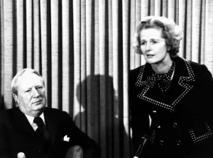 Margaret Thatcher at a Conservative Party Press Conference with the Then Prime Minister Margaret Thatcher at a Conservative Party Press Conference with the Then Prime Minister