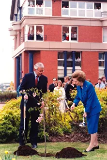 Margaret Thatcher and John Major planting a tree at the Teesside Development Park circa Margaret Thatcher and John Major planting a tree at the Teesside Development Park circa
