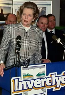 Images Dated 30th March 1988: Margaret Thatcher making speech during a visit to Greenock, Scotland