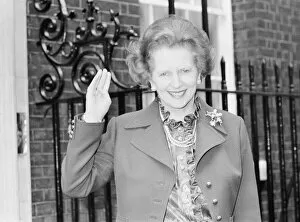 Images Dated 13th October 1982: Margaret Thatcher PM pictured on her birthday, aged 57 years old, outside Downing Street