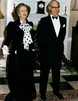 Margaret Thatcher Prime Minister with her husband Denis Thatcher in evening dress Margaret Thatcher Prime Minister with her husband Denis Thatcher in evening dress