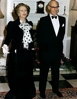 Margaret Thatcher Prime Minister with her husband Denis Thatcher in evening dress Margaret Thatcher Prime Minister with her husband Denis Thatcher in evening dress