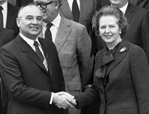 Margaret Thatcher shaking hands with Mikhail Gorbachev - December 1984 Margaret Thatcher shaking hands with Mikhail Gorbachev - December 1984