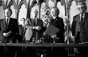 Margaret Thatcher signs Chunnel Aggrement Feb 1986 with Francois Mitterrand Margaret Thatcher signs Chunnel Aggrement Feb 1986 with Francois Mitterrand
