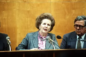 Margaret Thatcher and Sir Geoffery Howe at press conference on Hong Kong agreement Margaret Thatcher and Sir Geoffery Howe at press conference on Hong Kong agreement